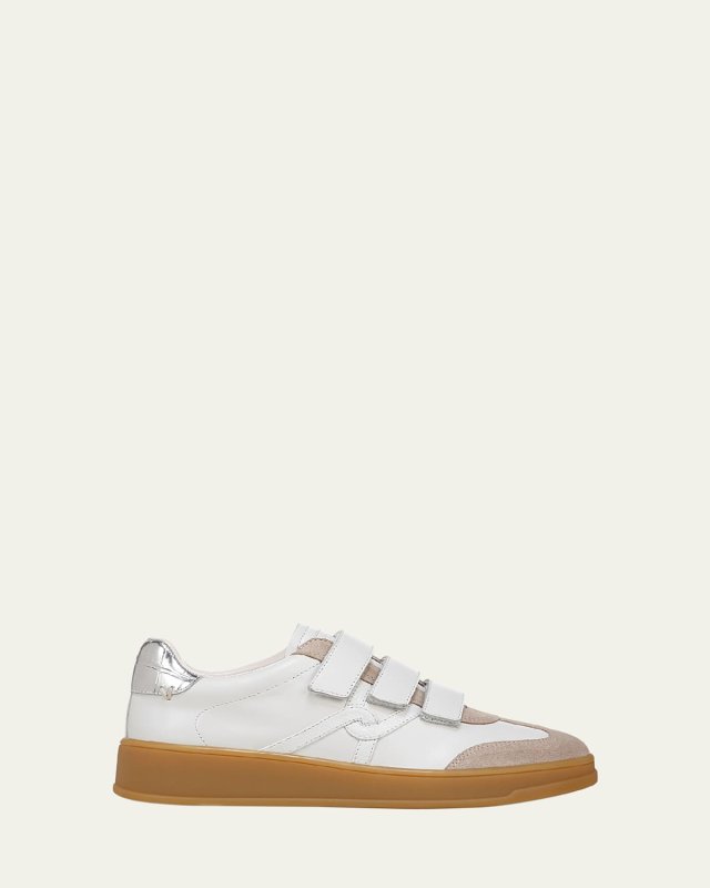 Reagan Mixed Leather Triple-Grip Sneakers